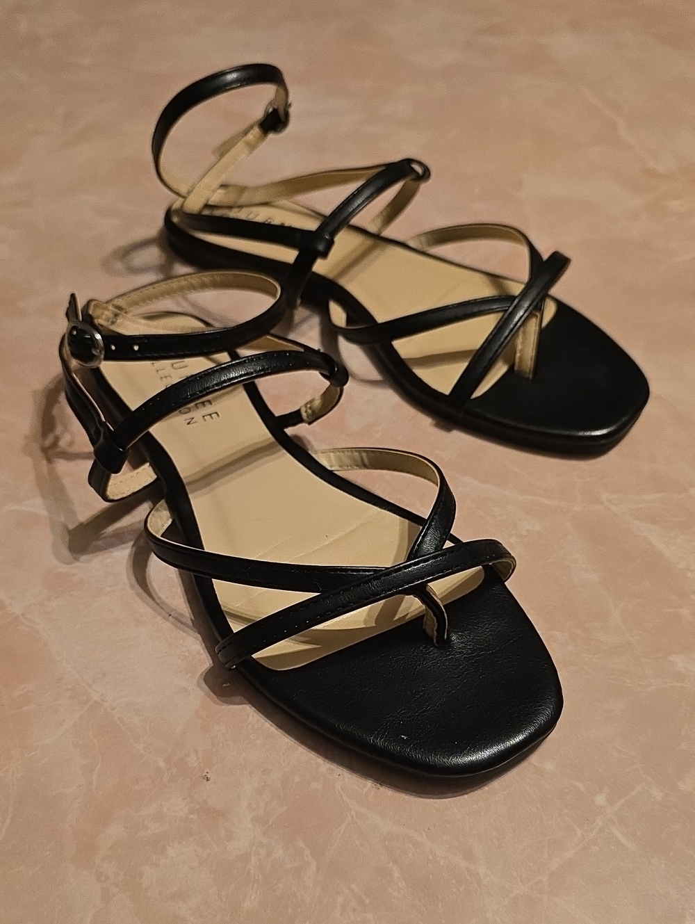 Journee Collection Black Strappy Ankle-Strap Sandals